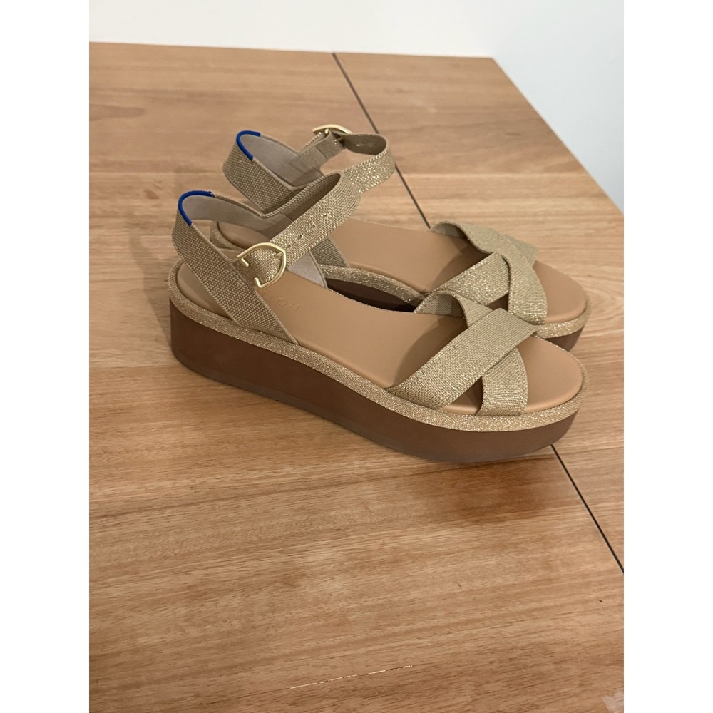 Rothys Criss Cross Platform Ankle Strap Aurora Metallic Sandal Size 10 New